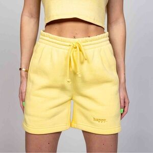 Moods Yellow Happy Embroidered 5” Shorts